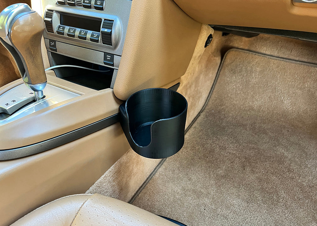 Single Cup Holder for Porsche 911 / 997 / 987 Boxster and Cayman (Black)